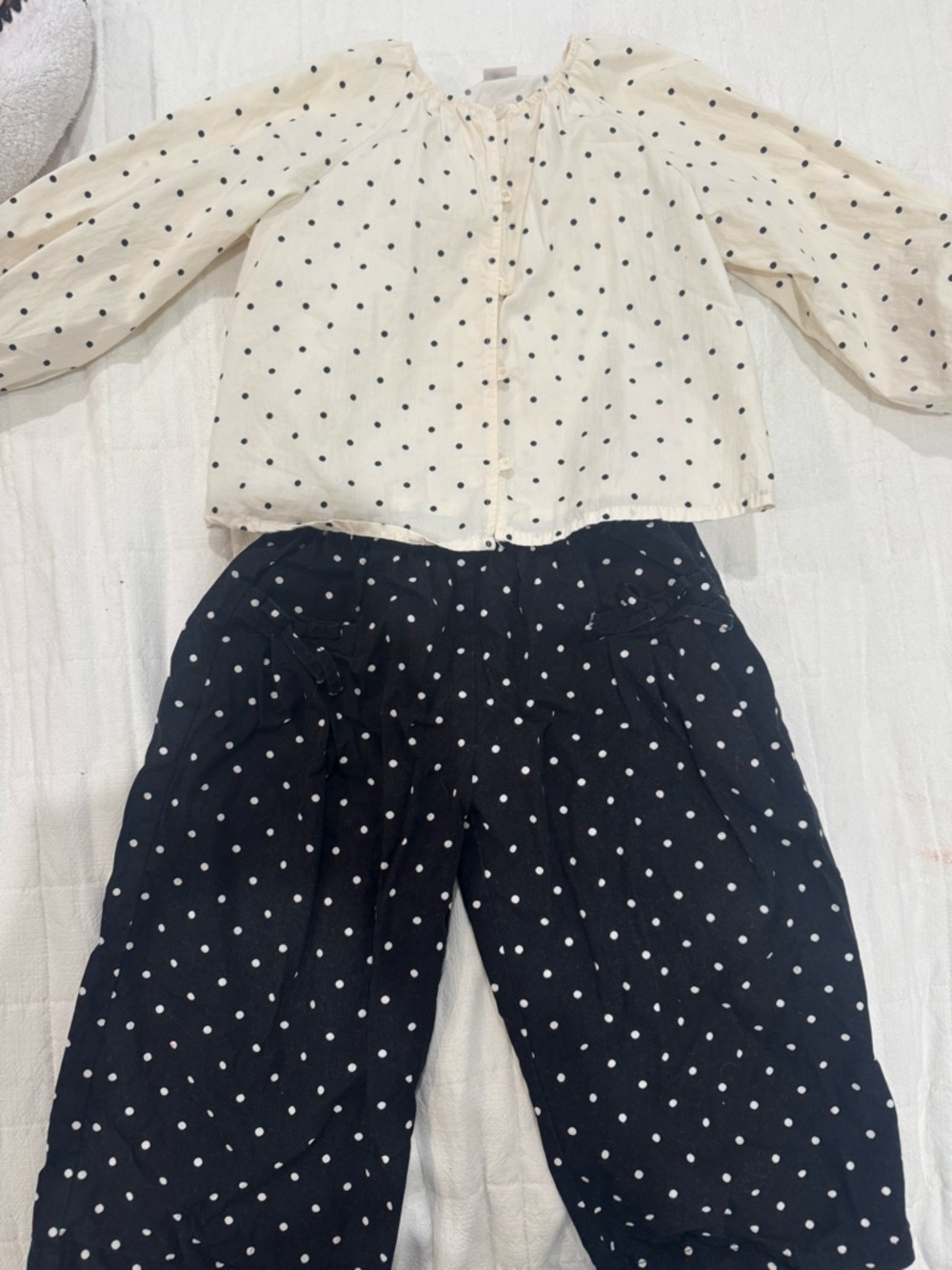 Zara Cream and Black Polka Dot Kids Matching Set
